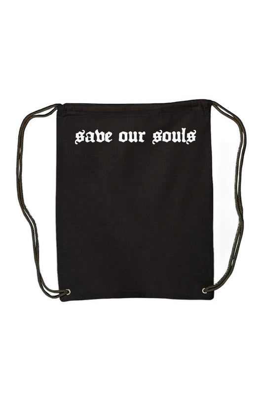 save our souls drawstring backpack 